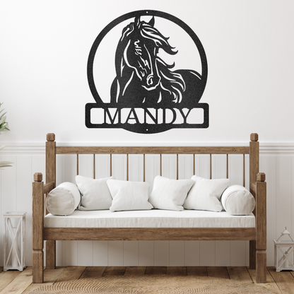 New Horse Monogram Metal Wall Art