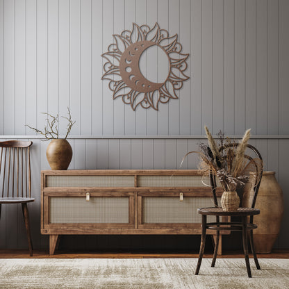 Celestial Moon in Sun Metal Wall Art