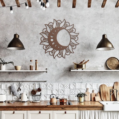 Celestial Moon in Sun Metal Wall Art