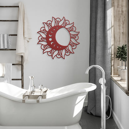 Celestial Moon in Sun Metal Wall Art