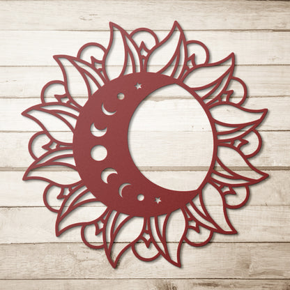 Celestial Moon in Sun Metal Wall Art
