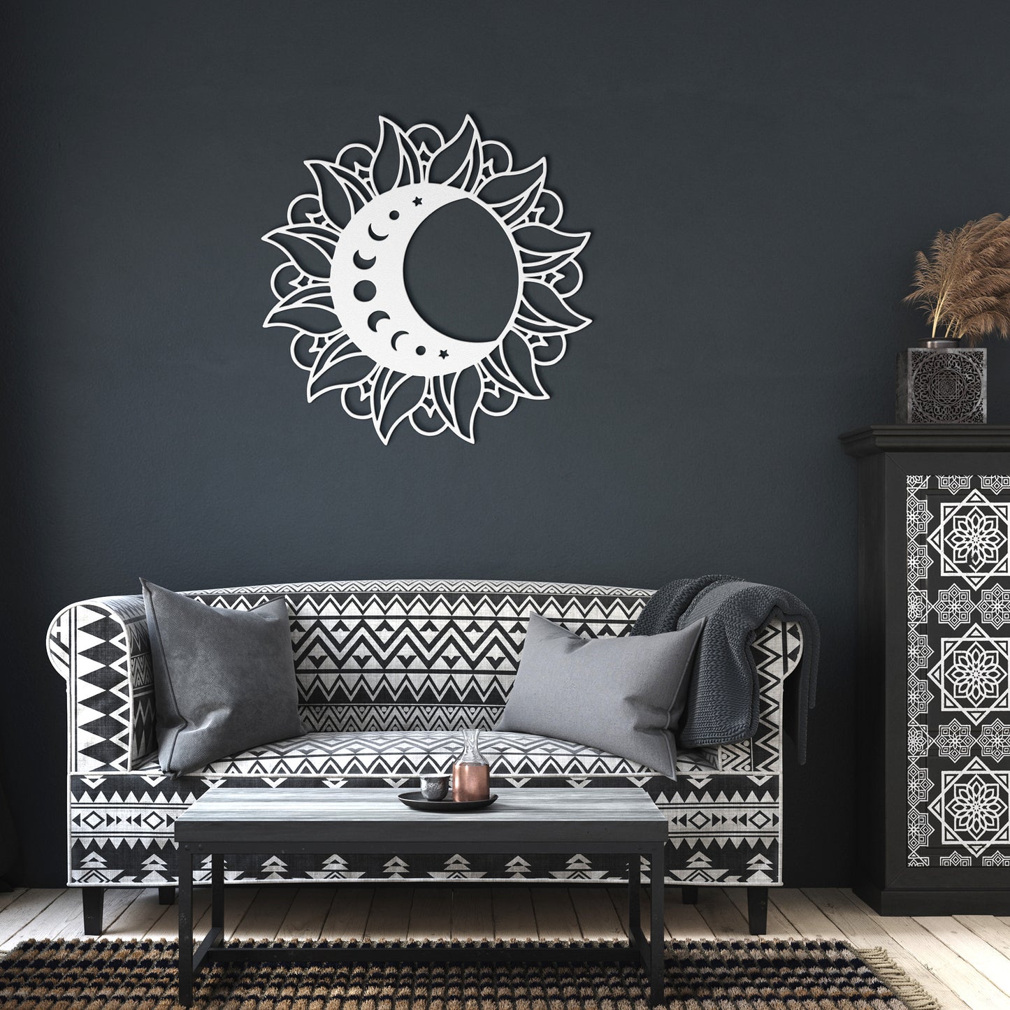 Celestial Moon in Sun Metal Wall Art
