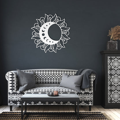 Celestial Moon in Sun Metal Wall Art