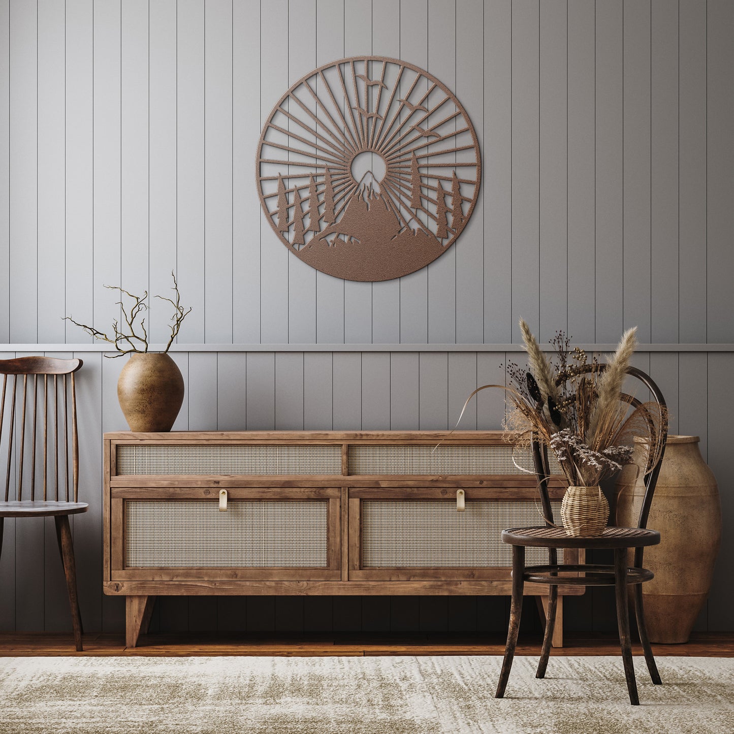 Mountain With Sunrise Metal Wall Art
