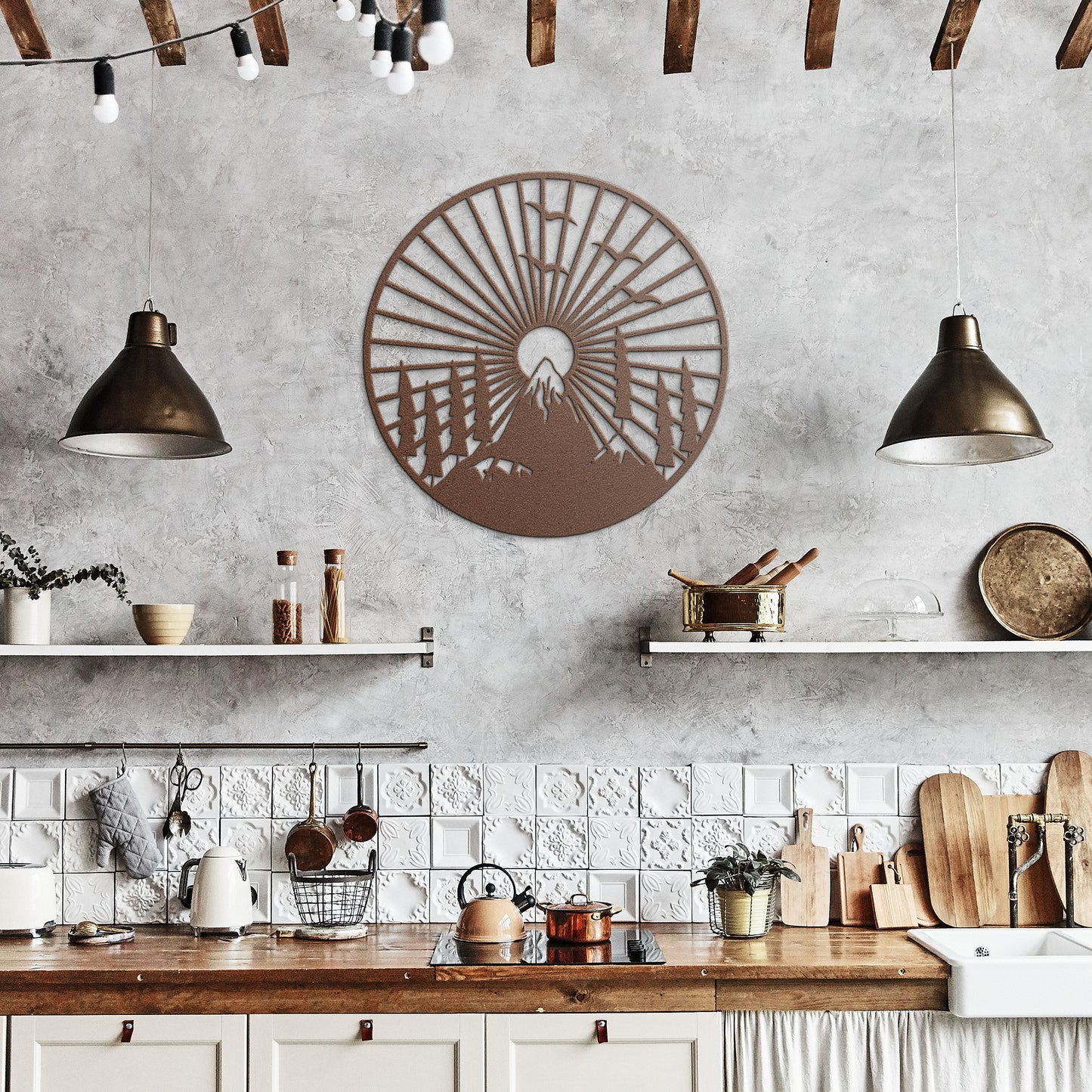Mountain With Sunrise Metal Wall Art