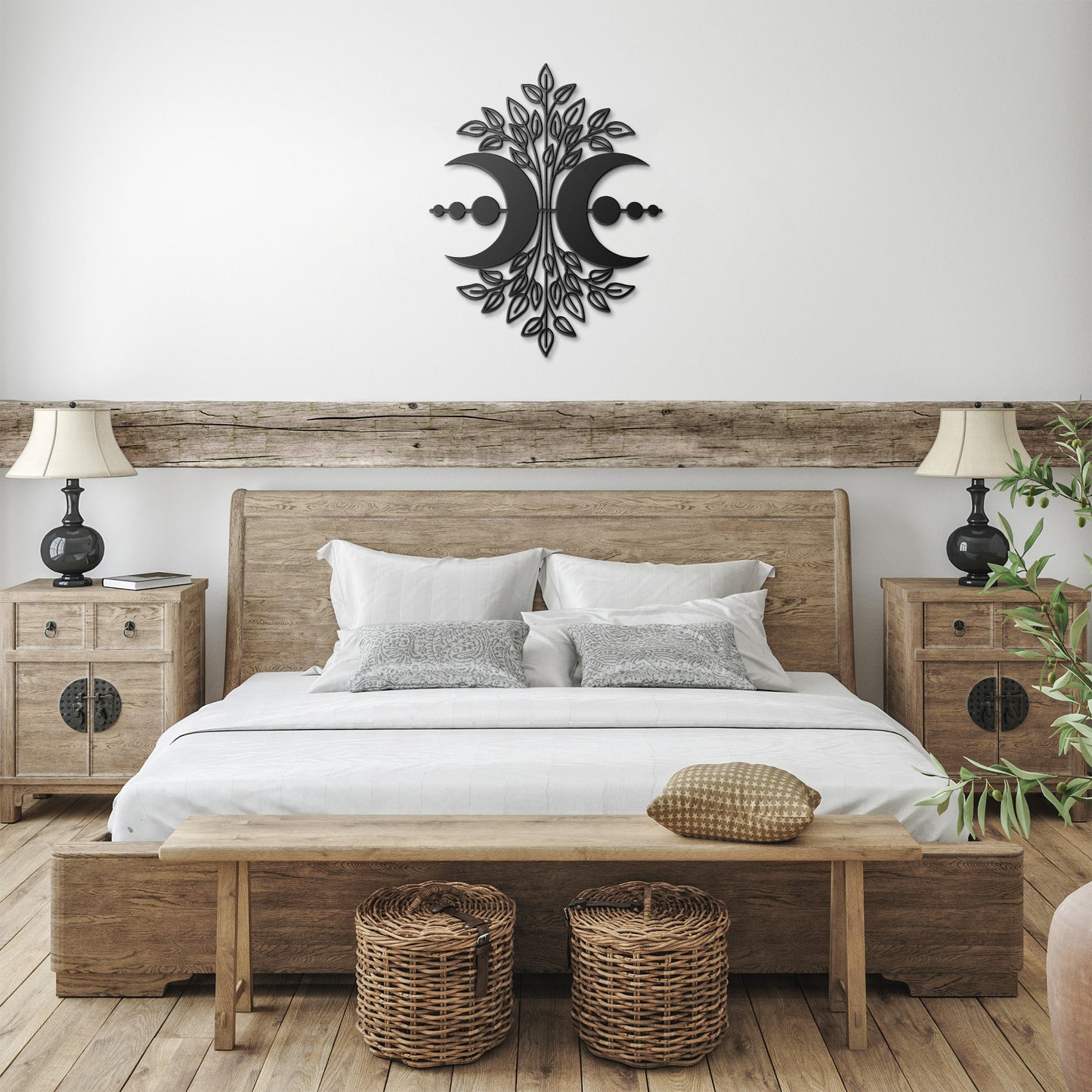 Mystical Floral Moon Metal Wall Art