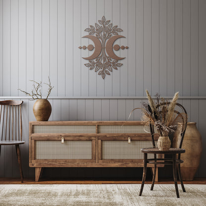 Mystical Floral Moon Metal Wall Art