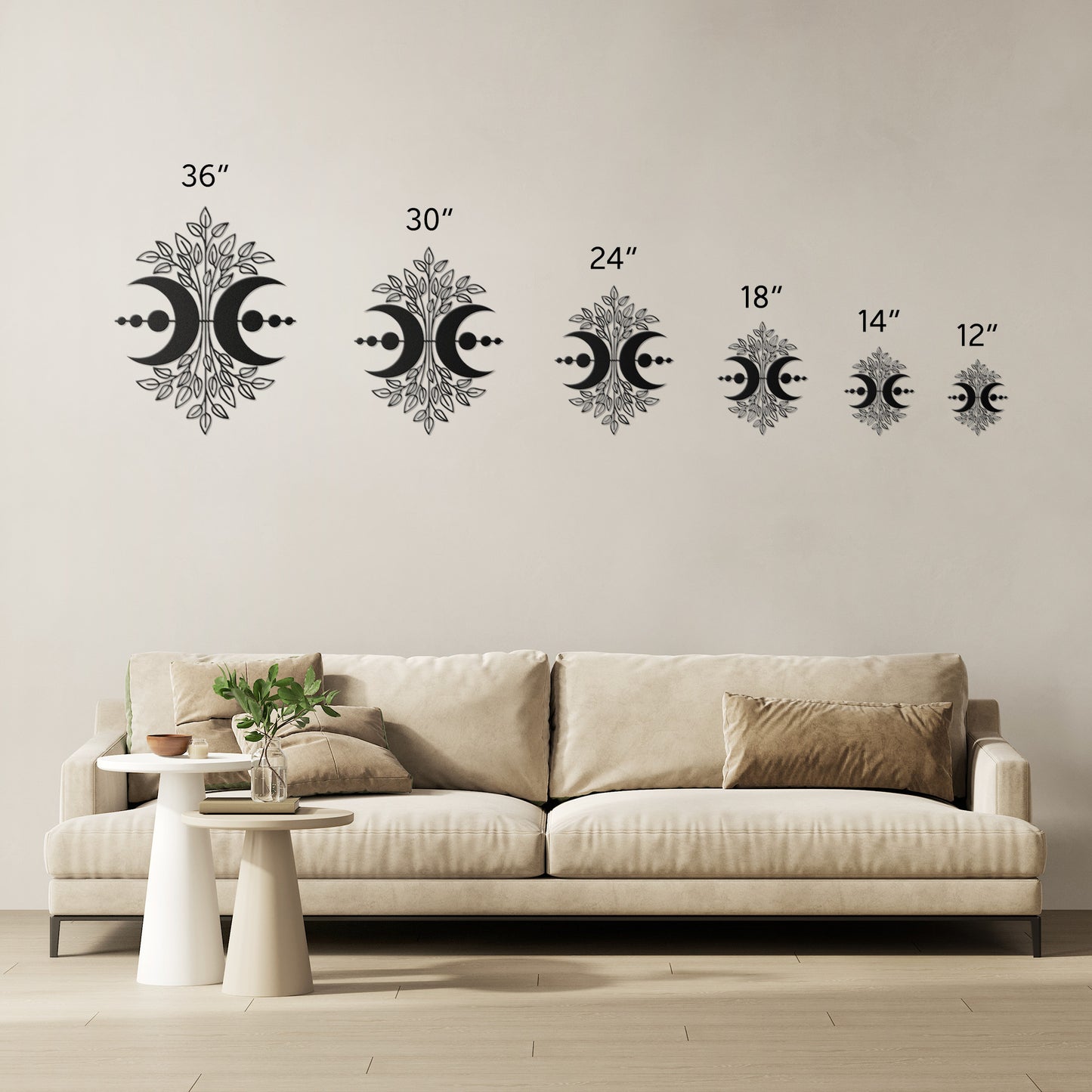 Mystical Floral Moon Metal Wall Art