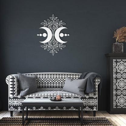 Mystical Floral Moon Metal Wall Art
