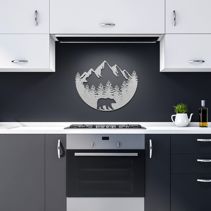Outdoor Scenery With Bear Metal Wall Art