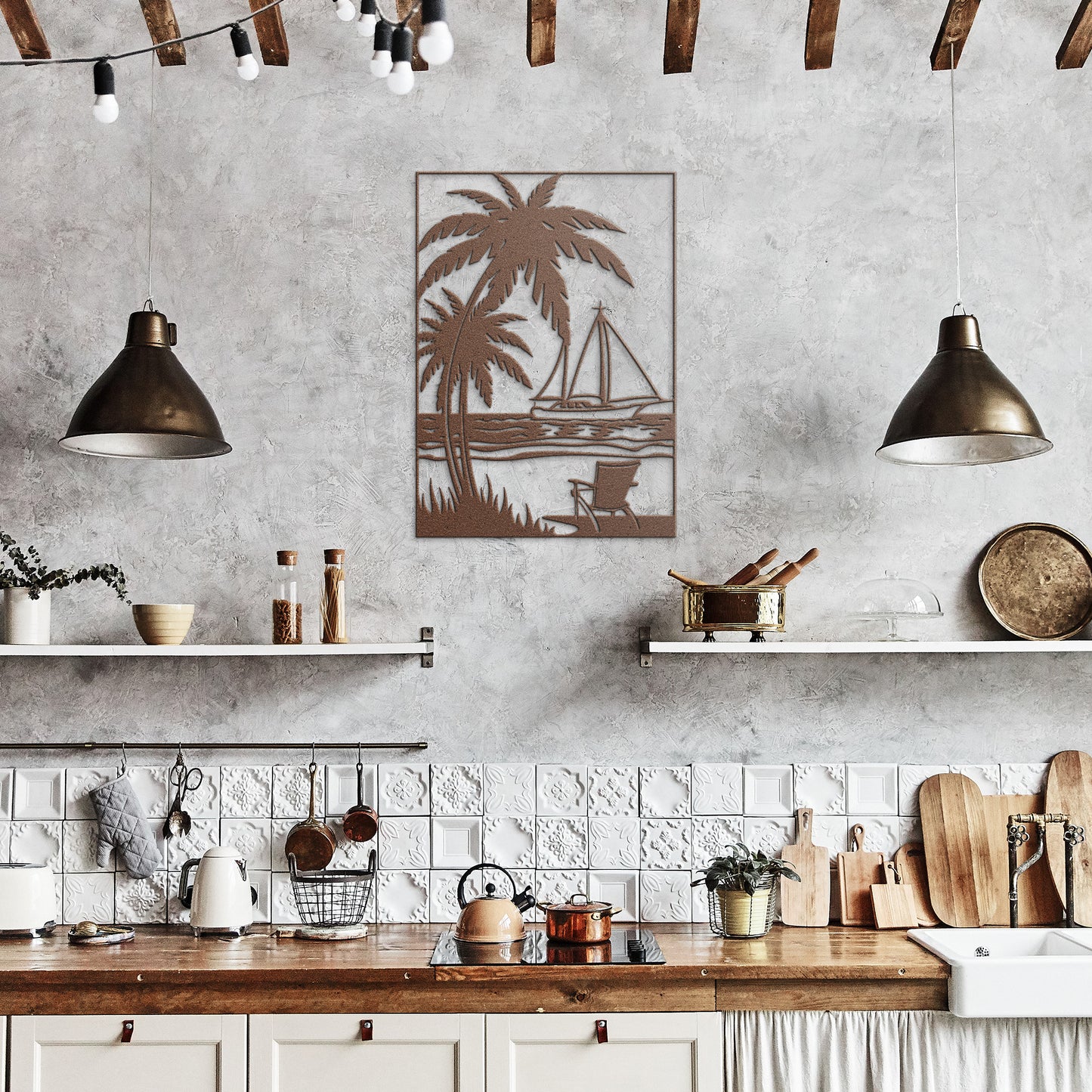 Sailboat Scene Metal Wall Art