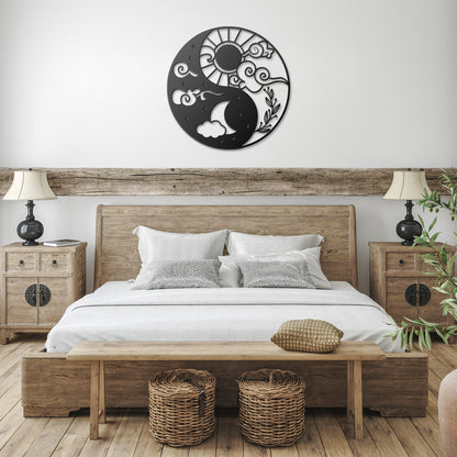 Sun & Moon Ying Yang Metal Wall Art
