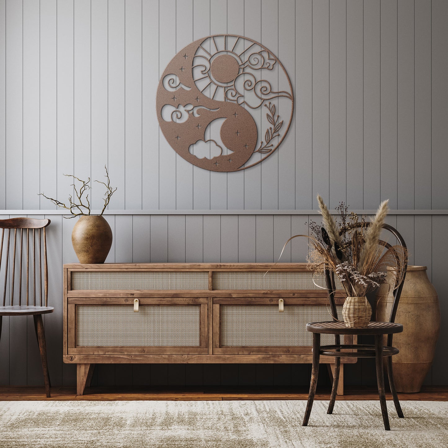 Sun & Moon Ying Yang Metal Wall Art