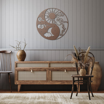 Sun & Moon Ying Yang Metal Wall Art