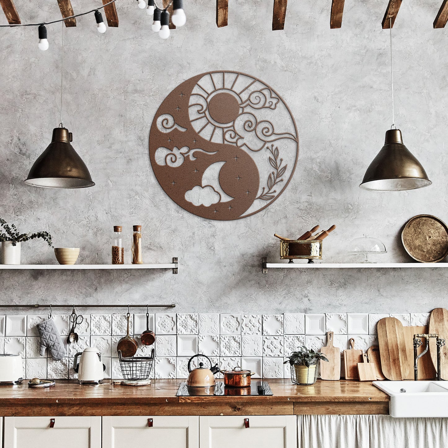 Sun & Moon Ying Yang Metal Wall Art