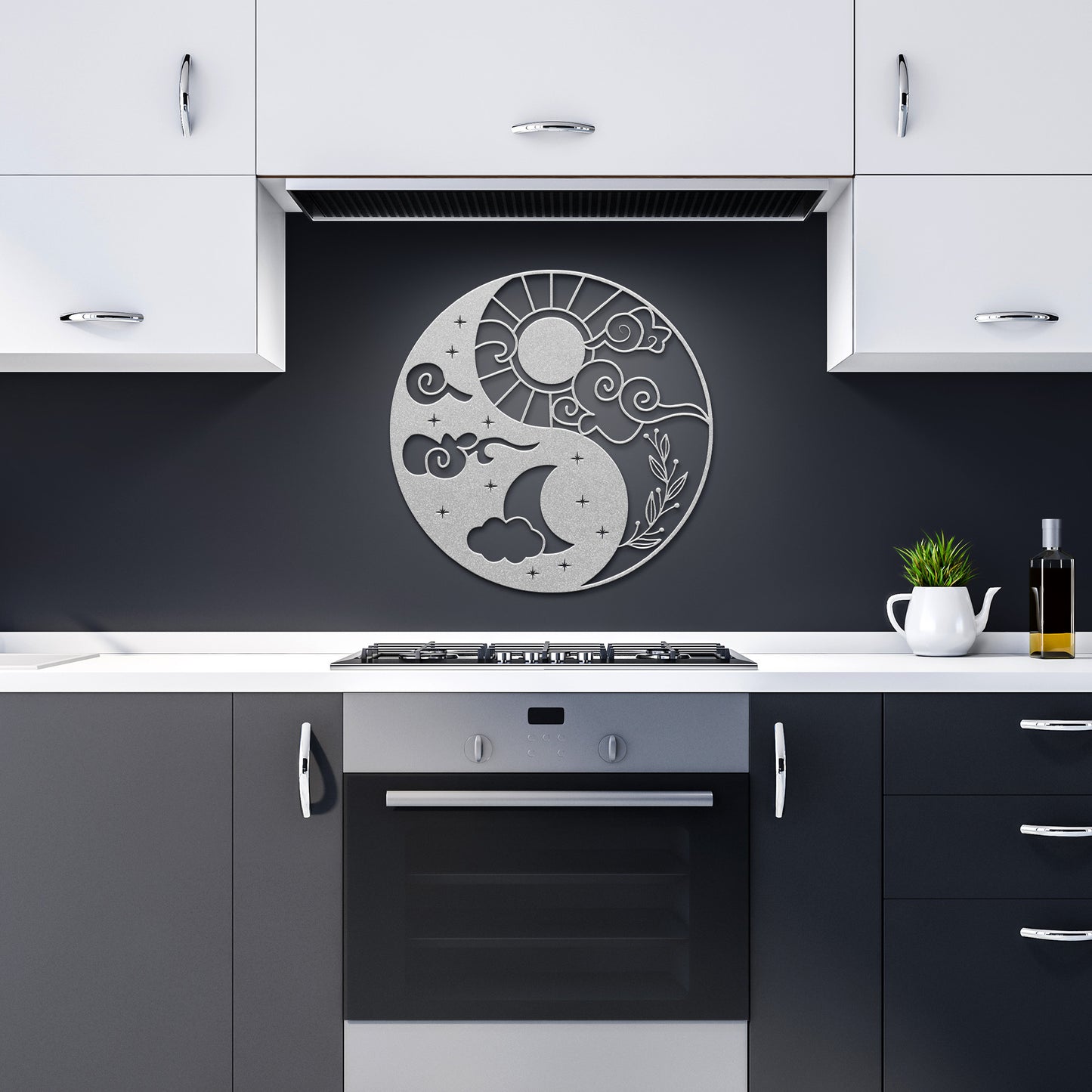 Sun & Moon Ying Yang Metal Wall Art