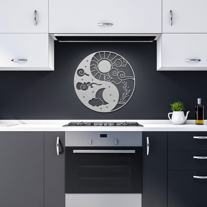 Sun & Moon Ying Yang Metal Wall Art
