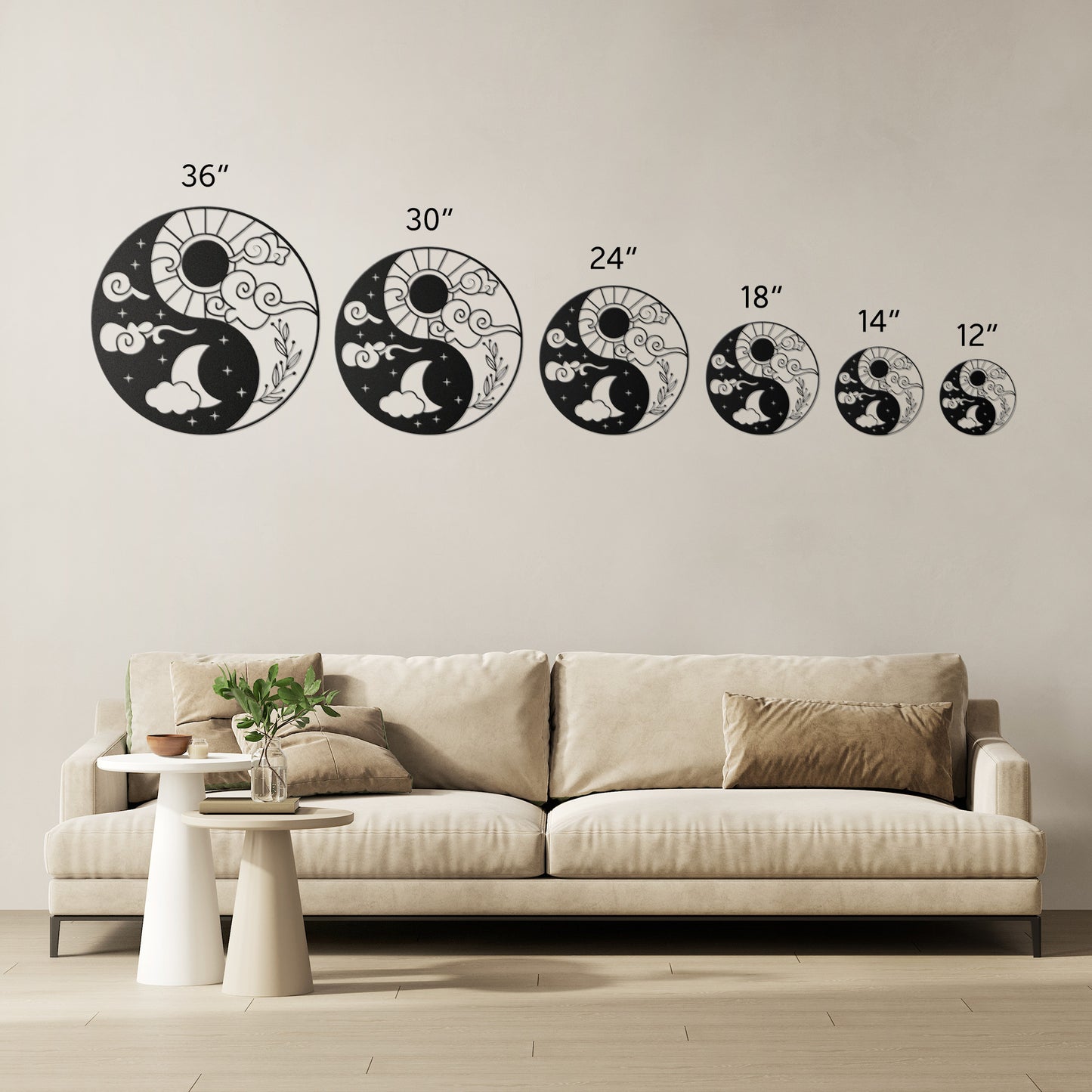 Sun & Moon Ying Yang Metal Wall Art