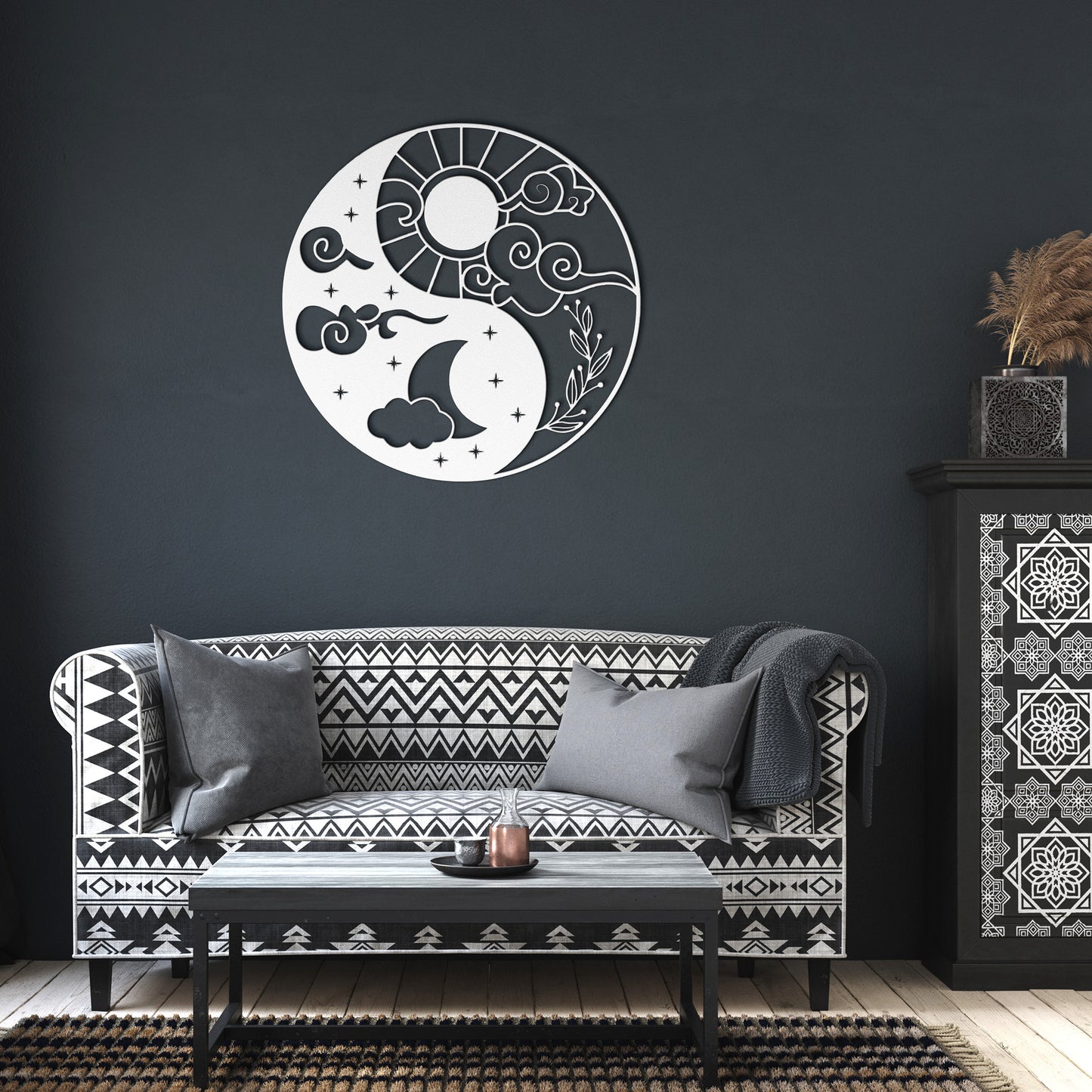 Sun & Moon Ying Yang Metal Wall Art