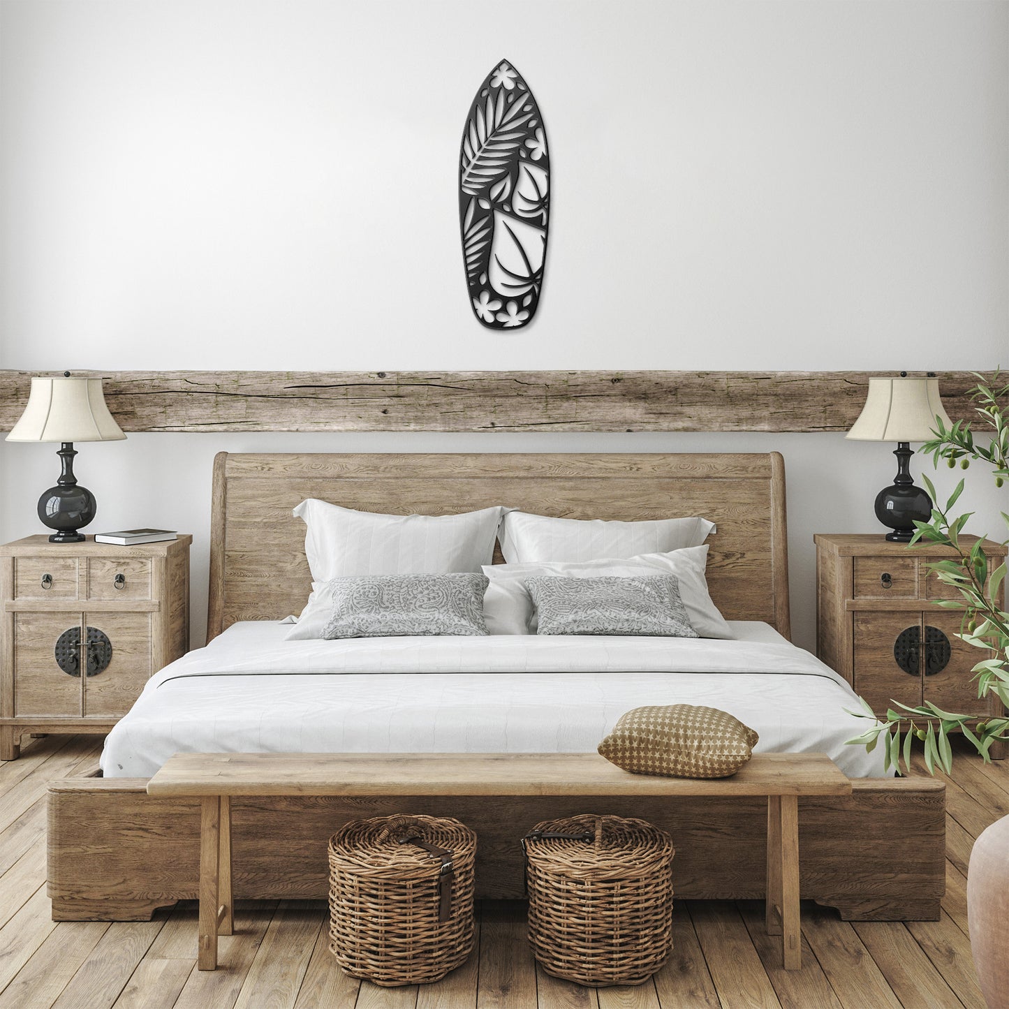 Tropical Surfboard Metal Wall Art