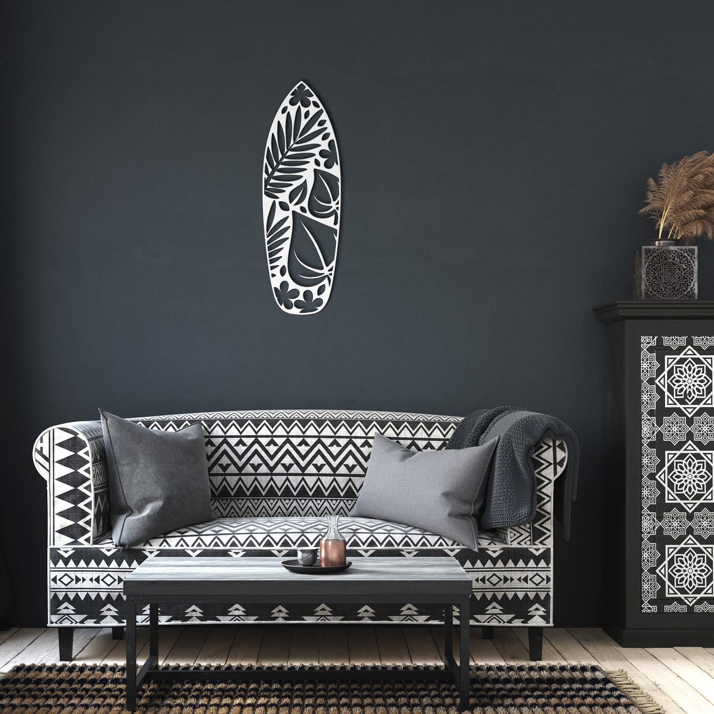 Tropical Surfboard Metal Wall Art