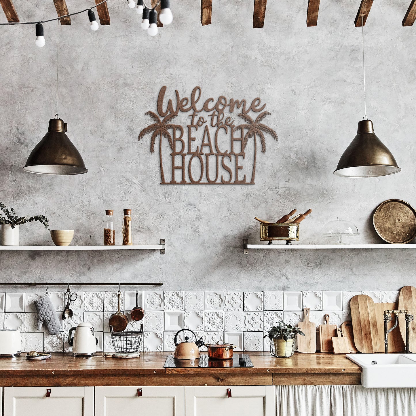 "Welcome To The Beach House" Metal Wall Art